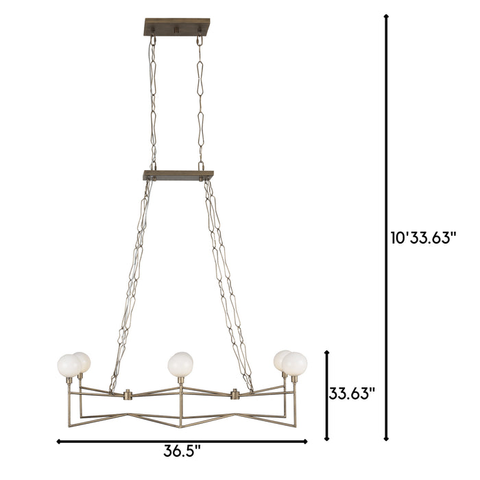 Varaluz 314N06HG Six Light Linear Pendant, Havana Gold