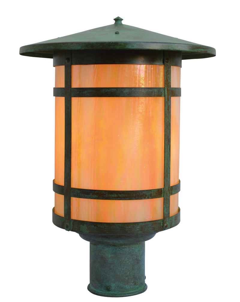 Arroyo BP-11LGW-VP One Light Post Mount, Verdigris Patina
