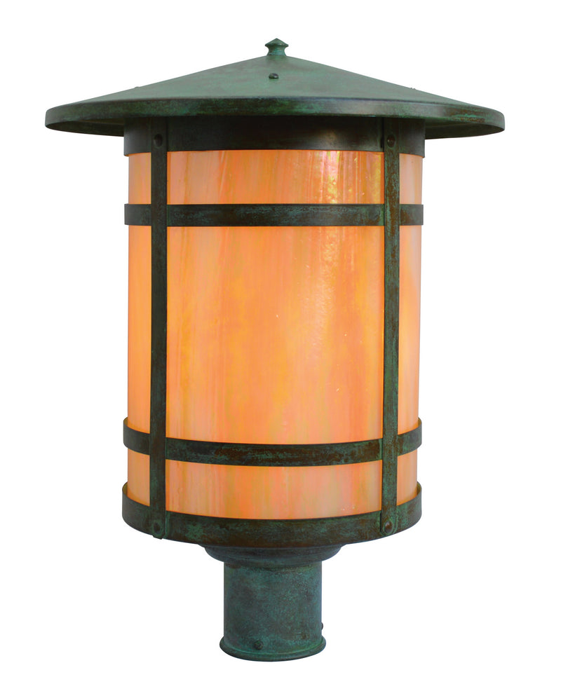 Arroyo BP-14LGW-VP One Light Post Mount, Verdigris Patina