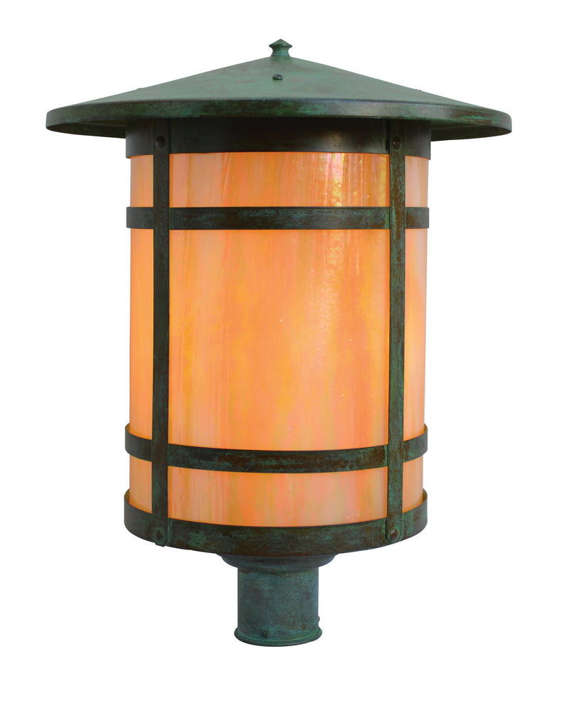 Arroyo BP-17LGW-VP One Light Post Mount, Verdigris Patina