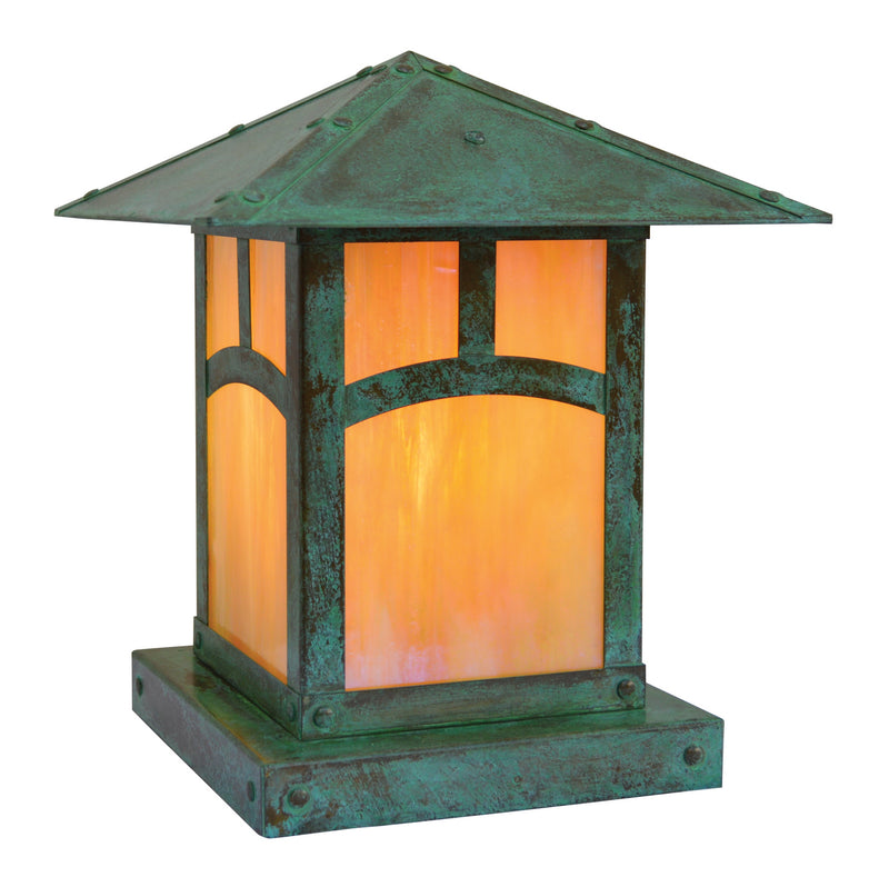 Arroyo EC-9AGW-VP One Light Column Mount, Verdigris Patina