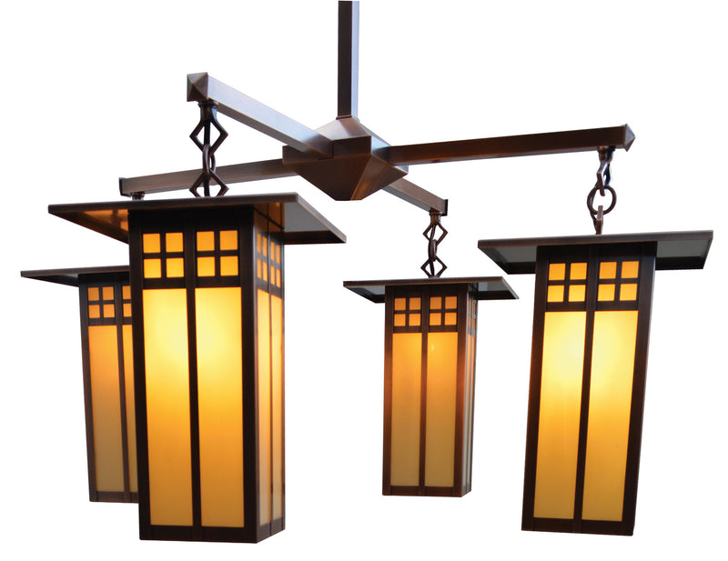 Arroyo GCH-9L/4CR-BZ Four Light Chandelier, Bronze