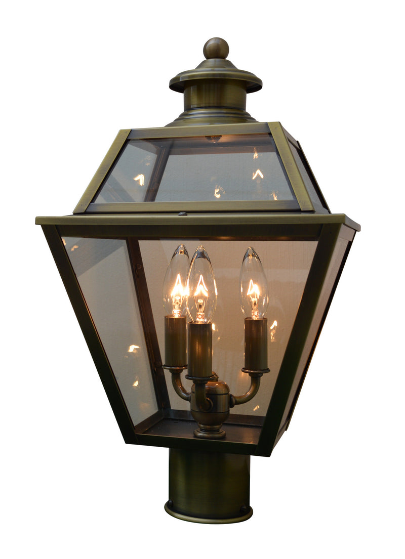 Arroyo INP-10GRCLR-AB Three Light Post Mount, Antique Brass