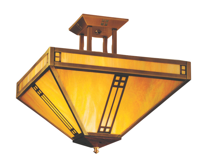 Arroyo PIH-18GW-AB Four Light Ceiling Mount, Antique Brass