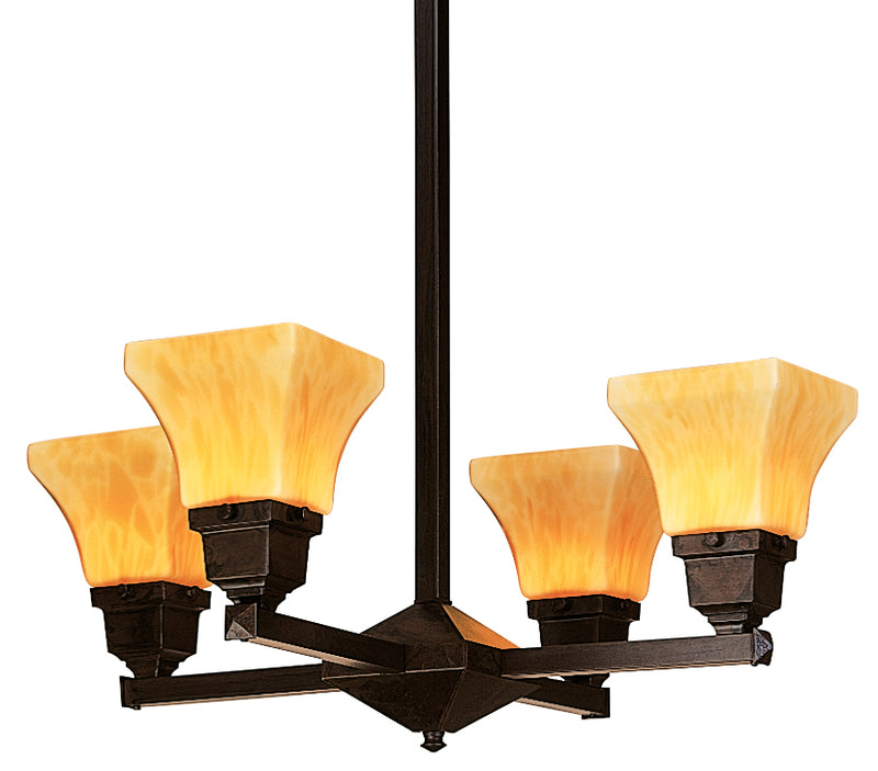 Arroyo RCH-4U-BZ Four Light Chandelier, Bronze