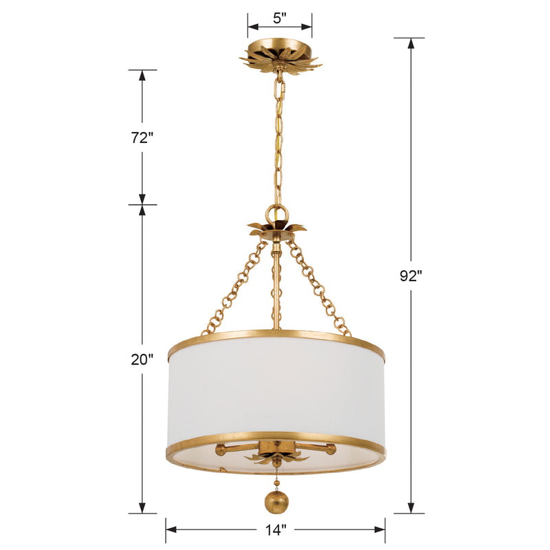 Crystorama 513-GA Three Light Chandelier, Antique Gold