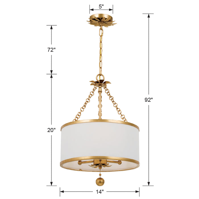 Crystorama 513-GA Three Light Chandelier, Antique Gold