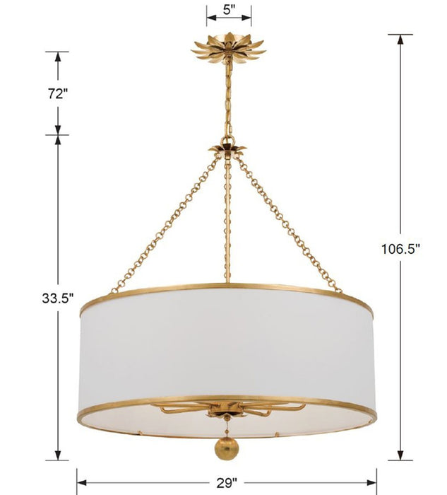 Crystorama 515-GA Eight Light Chandelier, Antique Gold