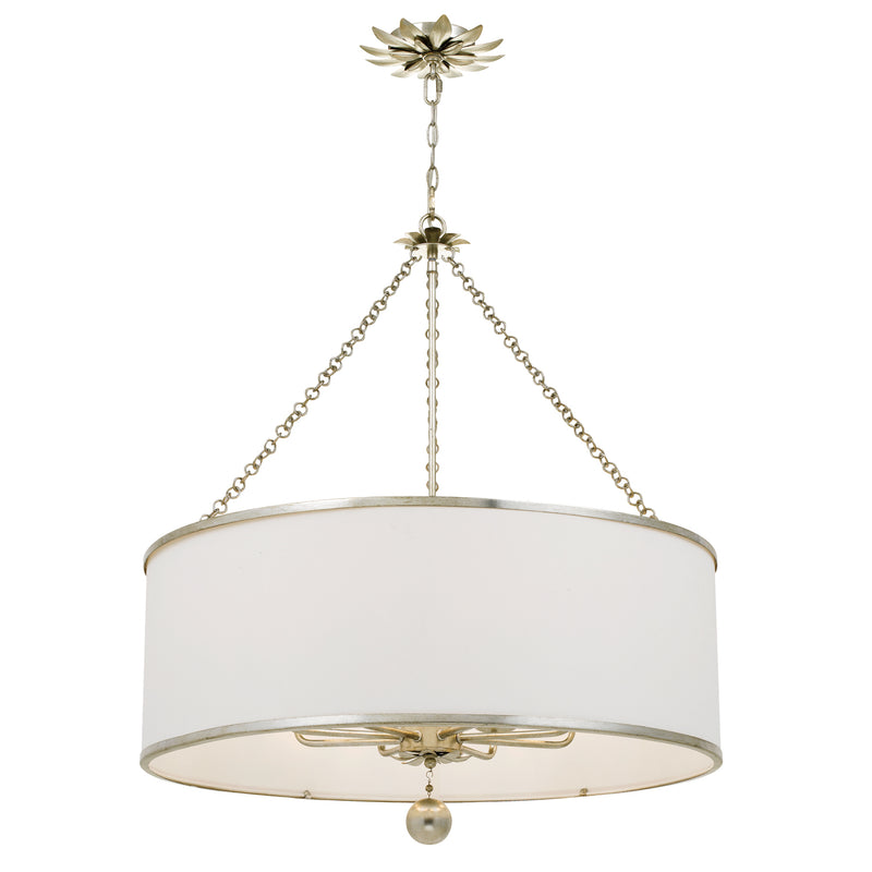 Crystorama 515-SA Eight Light Chandelier, Antique Silver