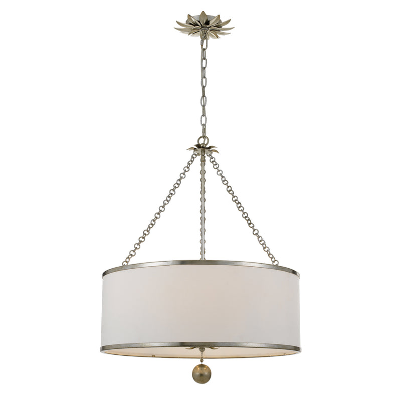 Crystorama 518-SA Six Light Chandelier, Antique Silver