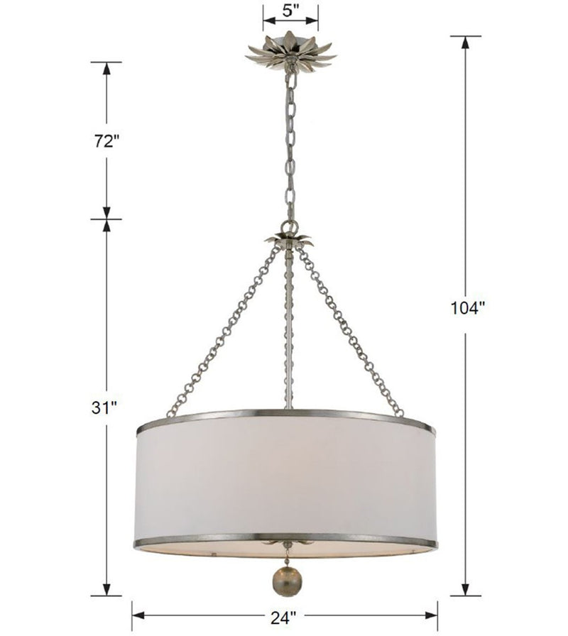 Crystorama 518-SA Six Light Chandelier, Antique Silver