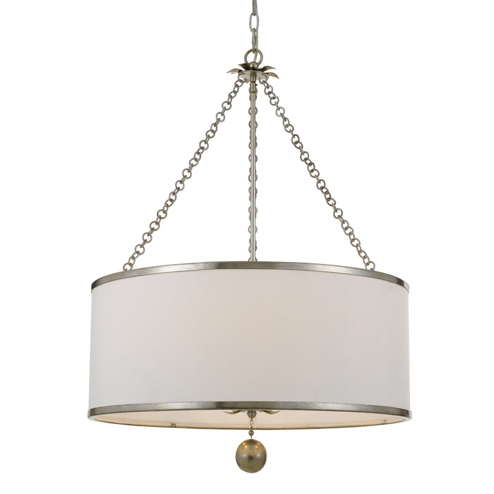 Crystorama 518-SA Six Light Chandelier, Antique Silver