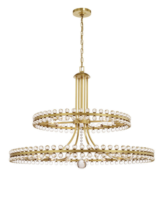 Crystorama CLO-8890-AG 24 Light Chandelier, Aged Brass