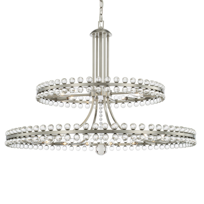 Crystorama CLO-8890-BN 24 Light Chandelier, Brushed Nickel