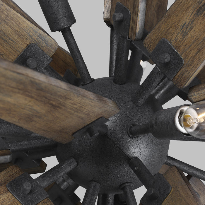 Visual Comfort Studio F3258/8DWZ/WOW Eight Light Chandelier, Dark Weathered Zinc / Weathered Oak