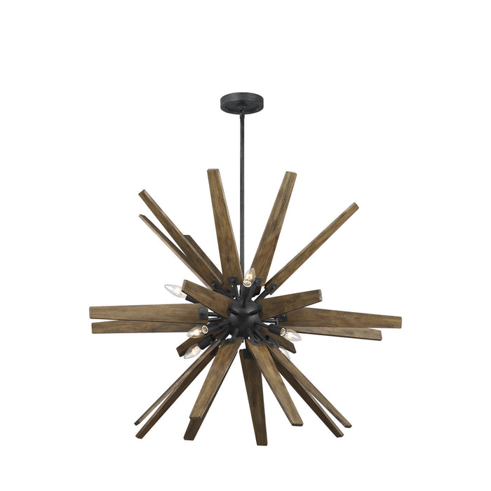 Visual Comfort Studio F3258/8DWZ/WOW Eight Light Chandelier, Dark Weathered Zinc / Weathered Oak