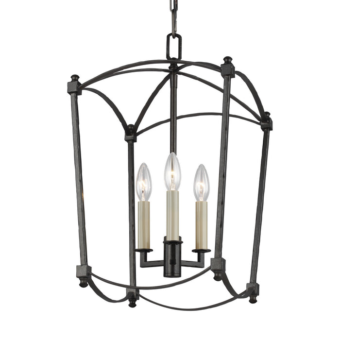 Visual Comfort Studio F3321/3SMS Three Light Lantern, Smith Steel