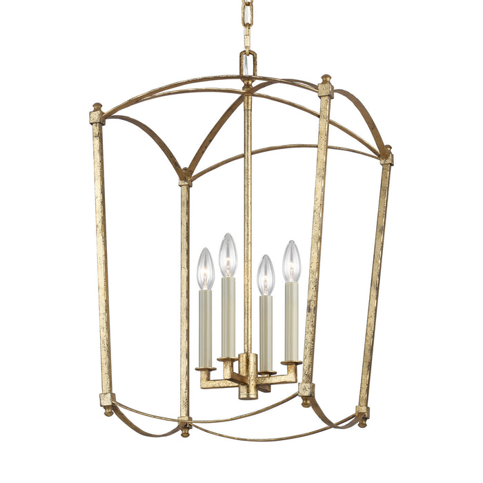 Visual Comfort Studio F3322/4ADB Four Light Lantern, Antique Gild
