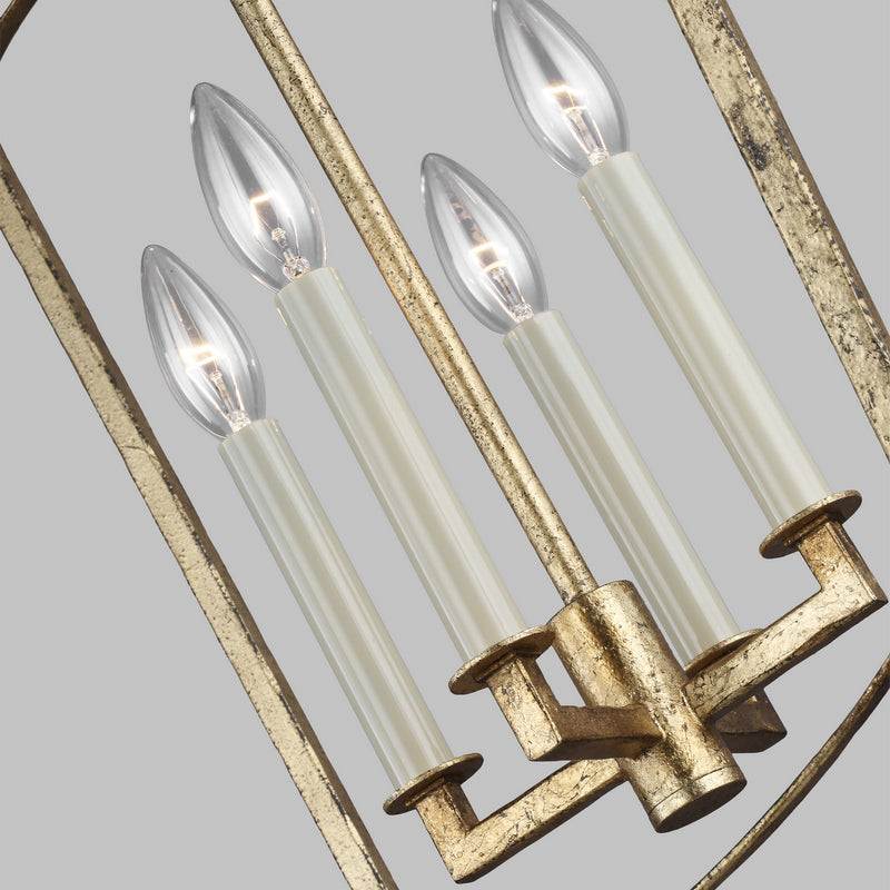 Visual Comfort Studio F3322/4ADB Four Light Lantern, Antique Gild