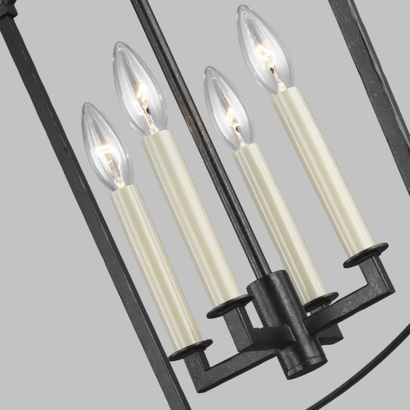 Visual Comfort Studio F3322/4SMS Four Light Lantern, Smith Steel