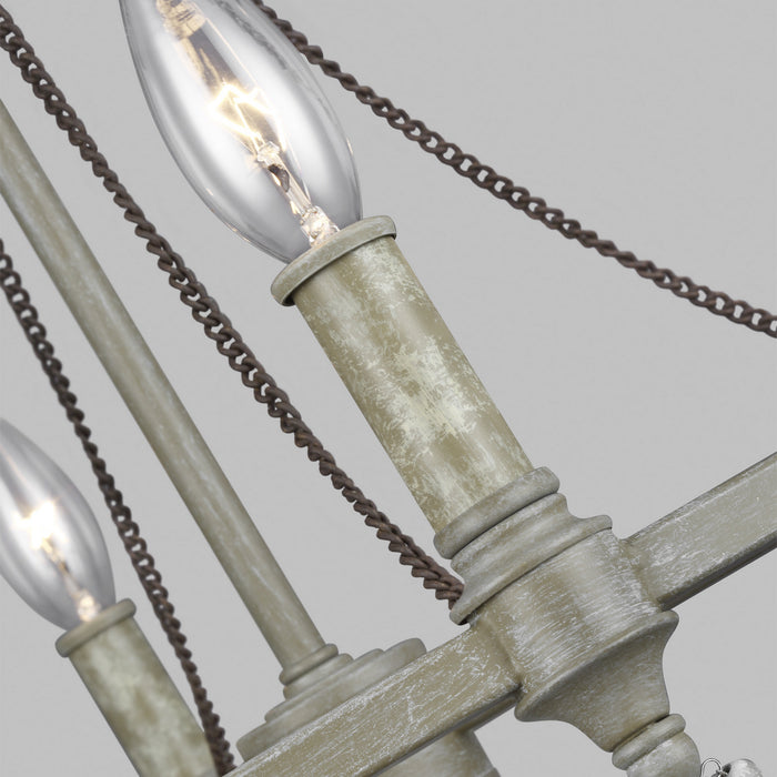 Visual Comfort Studio F3331/4FWO/DWW Four Light Chandelier, French Washed Oak / Distressed White Wood