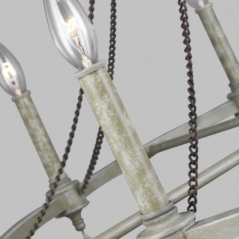 Visual Comfort Studio F3332/8FWO/DWW Eight Light Chandelier, French Washed Oak / Distressed White Wood