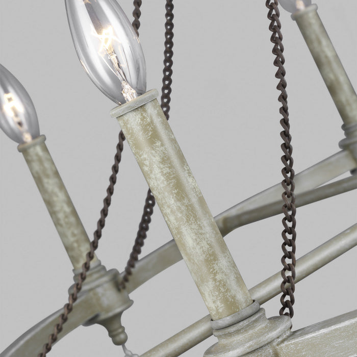 Visual Comfort Studio F3332/8FWO/DWW Eight Light Chandelier, French Washed Oak / Distressed White Wood