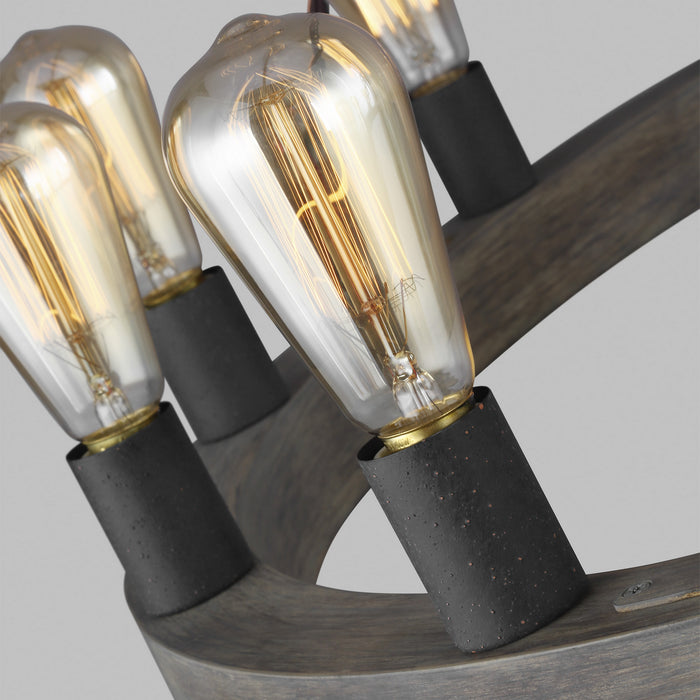 Visual Comfort Studio F3932/12WOW/AF 12 Light Chandelier, Weathered Oak Wood / Antique Forged Iron