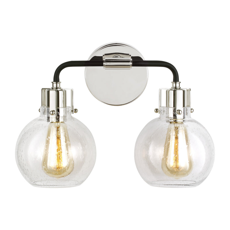Visual Comfort Studio VS24402PN/TXB Two Light Vanity, Polished Nickel/Textured Black