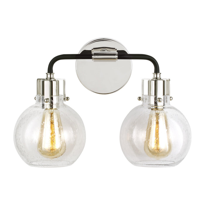 Visual Comfort Studio VS24402PN/TXB Two Light Vanity, Polished Nickel/Textured Black