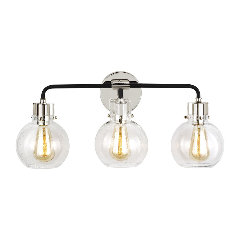 Visual Comfort Studio VS24403PN/TXB Three Light Vanity, Polished Nickel/Textured Black
