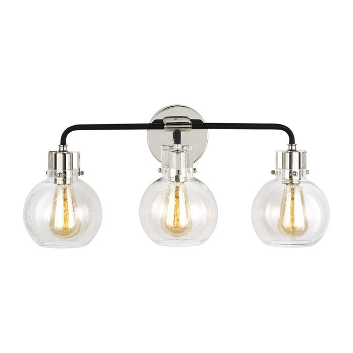 Visual Comfort Studio VS24403PN/TXB Three Light Vanity, Polished Nickel/Textured Black
