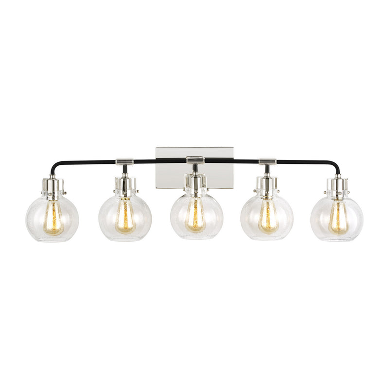 Visual Comfort Studio VS24405PN/TXB Five Light Vanity, Polished Nickel/Textured Black