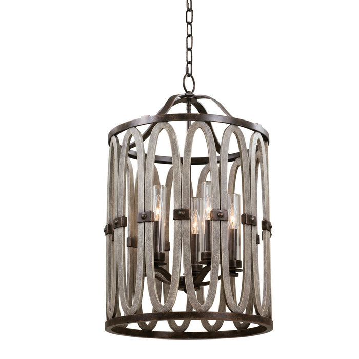 Kalco 404451FG Five Light Outdoor Foyer Pendant, Florence Gold