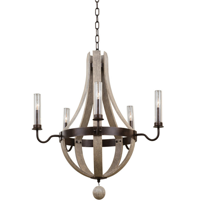 Kalco 404670FG Five Light Outdoor Chandelier, Florence Gold