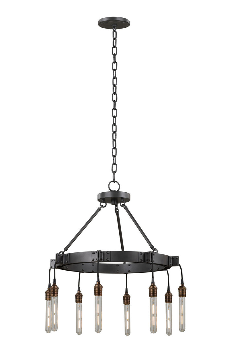 Kalco 506270MGM Eight Light Chandelier, Matte Gun Metal