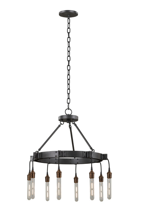 Kalco 506270MGM Eight Light Chandelier, Matte Gun Metal