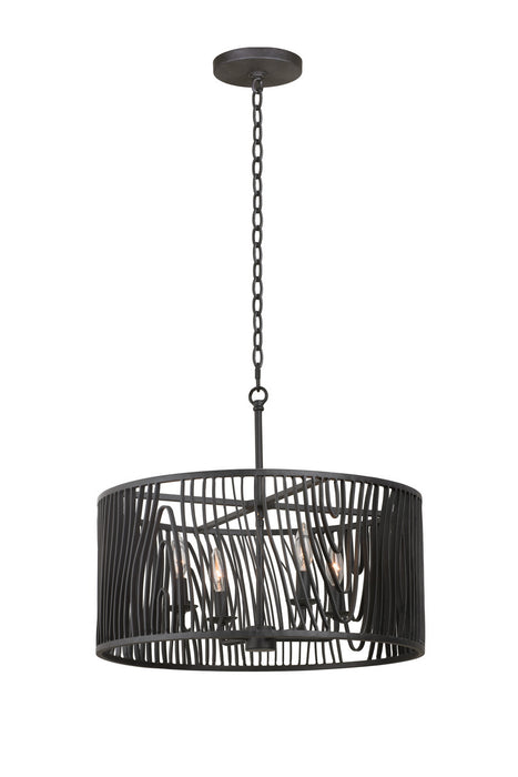 Kalco 507541BI Four Light Convertible Pendant / Semi Flush, Black Iron