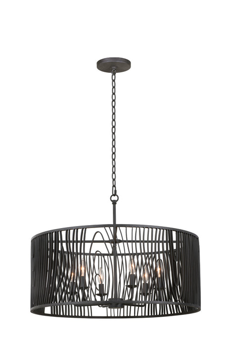 Kalco 507551BI Six Light Pendant, Black Iron