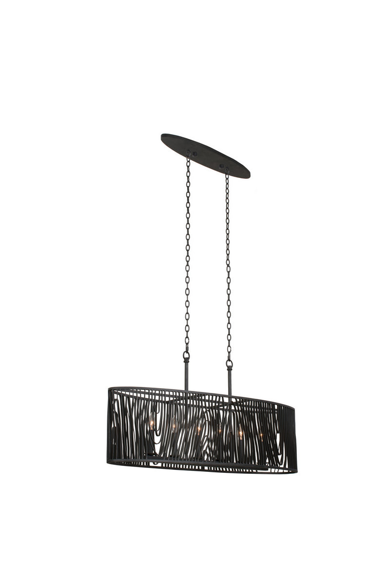 Kalco 507560BI Six Light Island Pendant, Black Iron