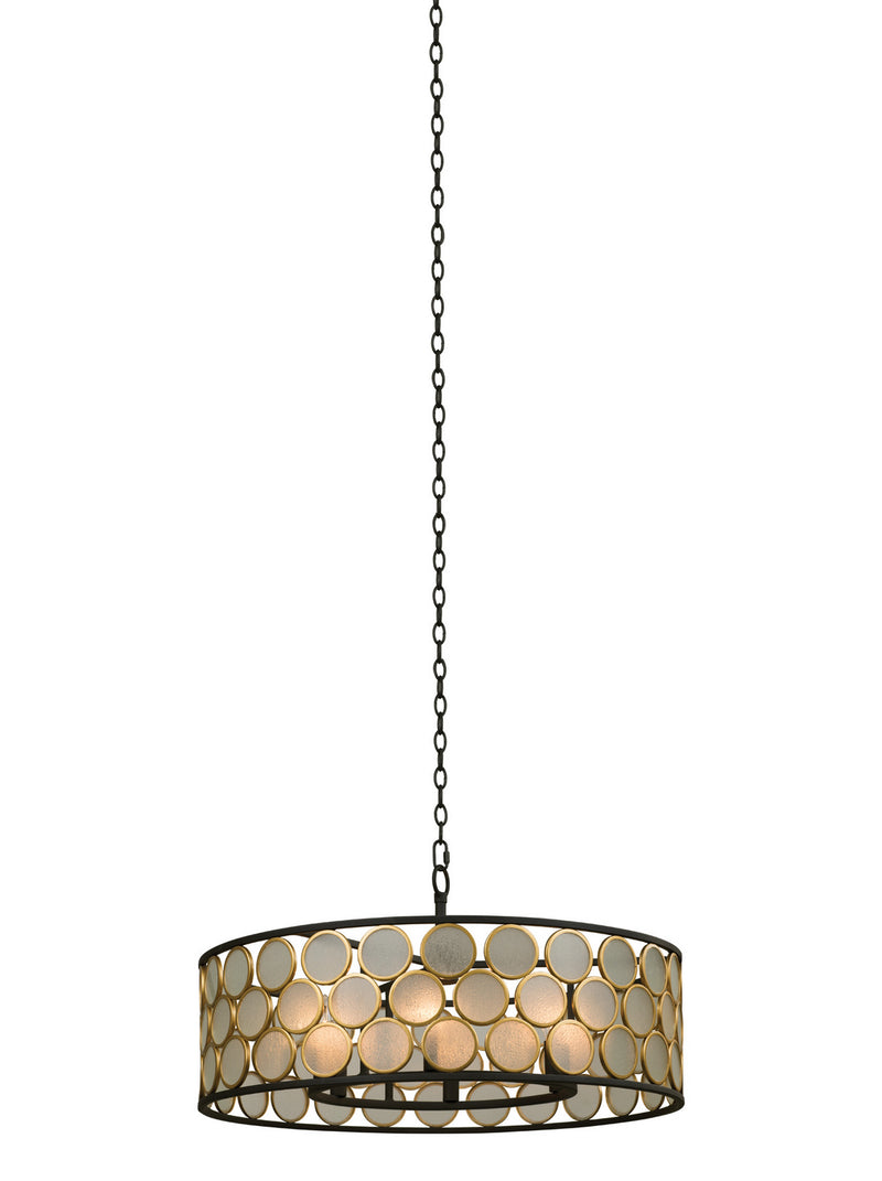 Kalco 507950BMG Six Light Pendant, Matte Black w Gold