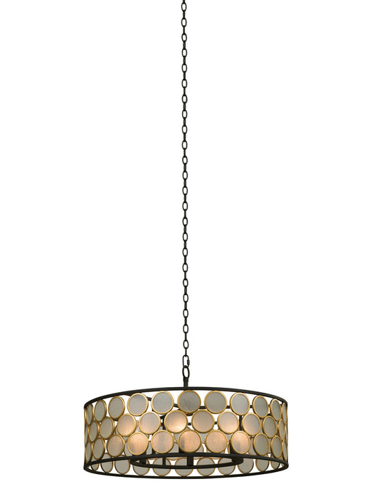 Kalco 507950BMG Six Light Pendant, Matte Black w Gold