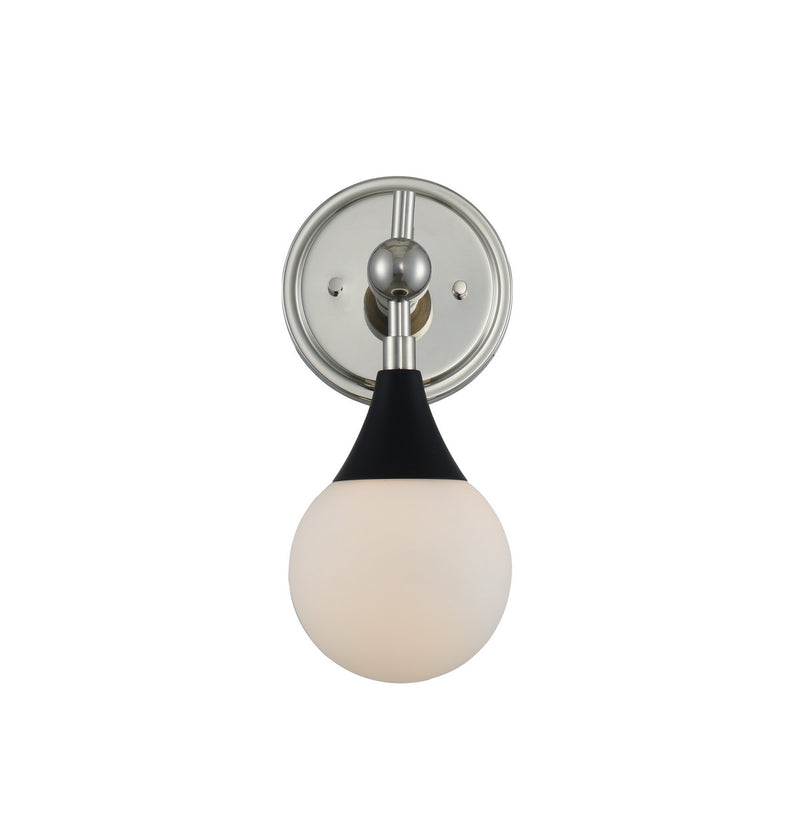 Kalco 508531BPN One Light Bath, Matte Black w Polished Nickel