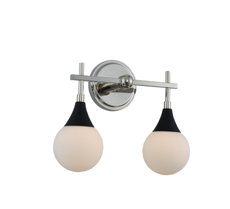 Kalco 508532BPN Two Light Bath, Matte Black w Polished Nickel