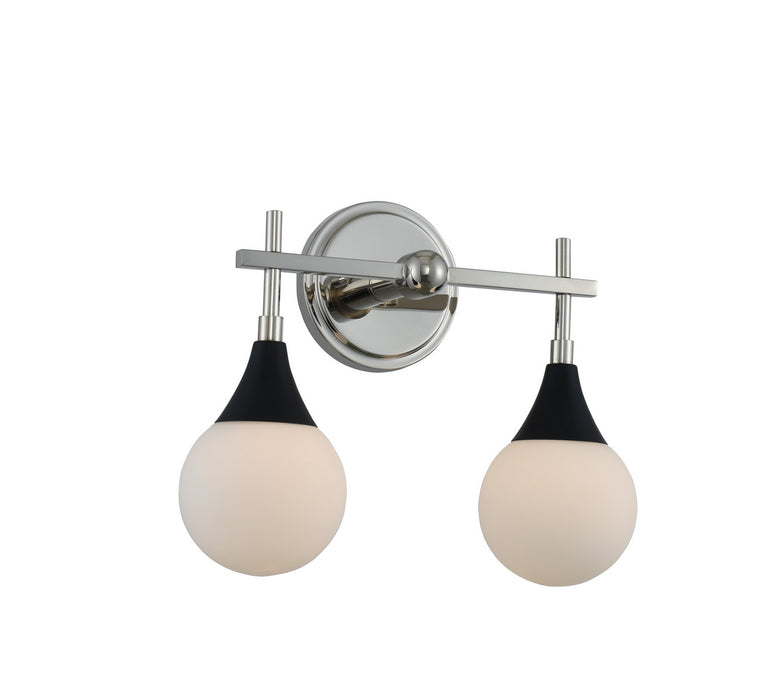 Kalco 508532BPN Two Light Bath, Matte Black w Polished Nickel
