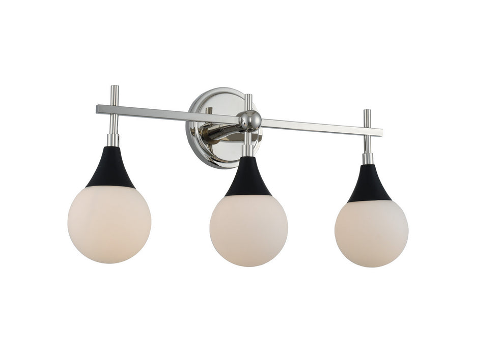 Kalco 508533BPN Three Light Bath, Matte Black w Polished Nickel
