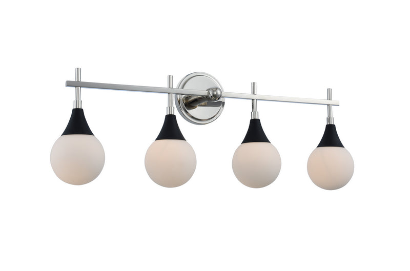 Kalco 508534BPN Four Light Bath, Matte Black w Polished Nickel
