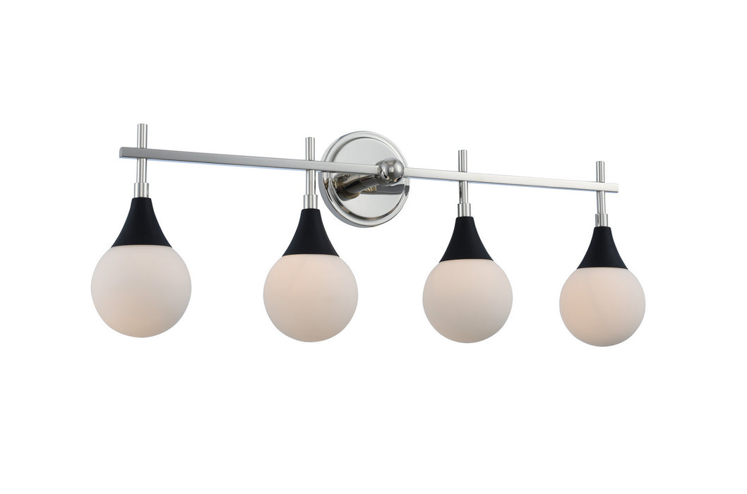 Kalco 508534BPN Four Light Bath, Matte Black w Polished Nickel