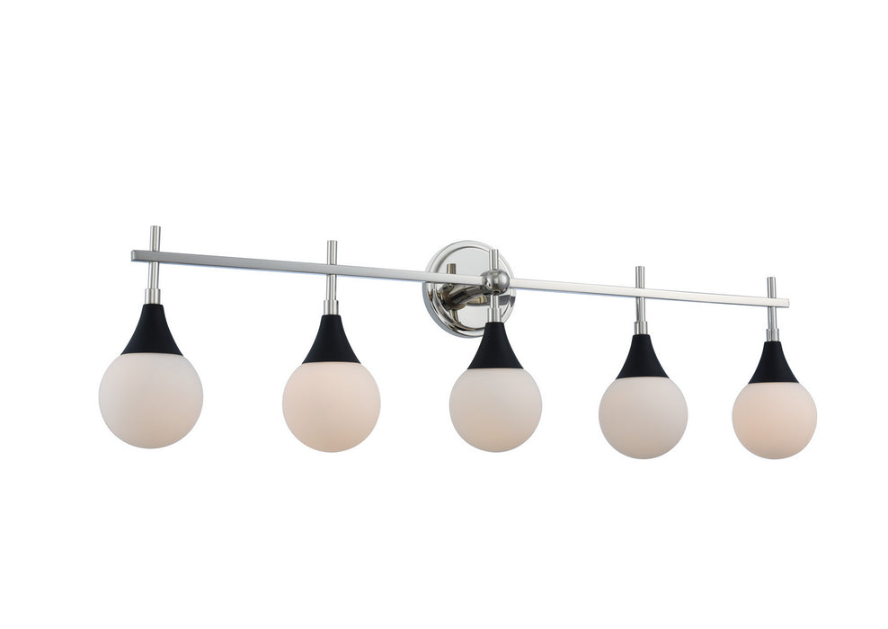 Kalco 508535BPN Five Light Bath, Matte Black w Polished Nickel