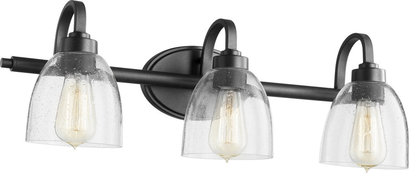 Quorum 5060-3-69 Three Light Vanity, Textured Black w/ Clear/Seeded